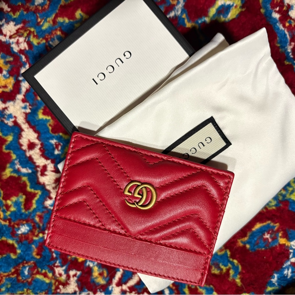 Gucci Red Leather Card Holder
